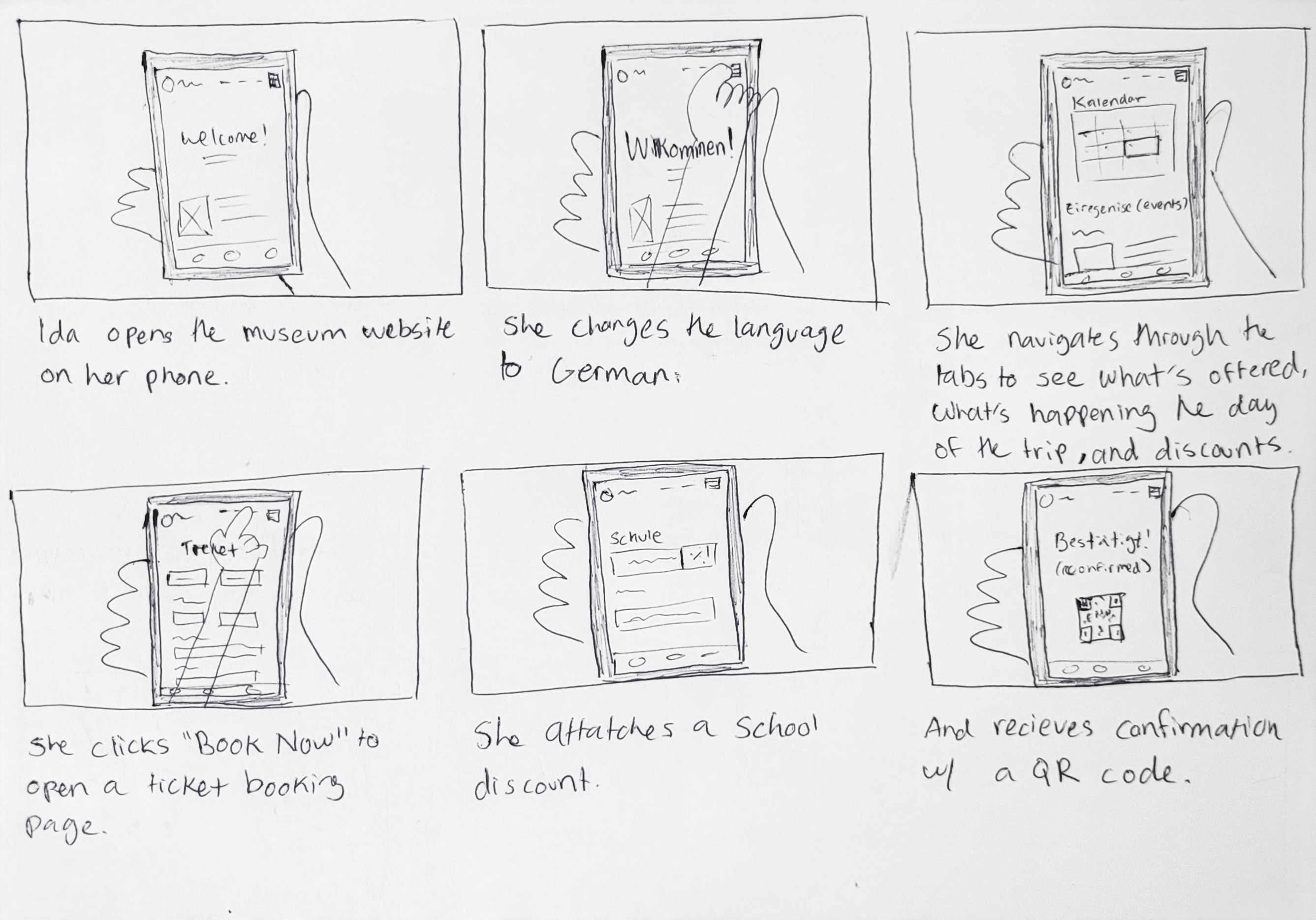 second storyboard of Ida booking tickets with the website, easily.